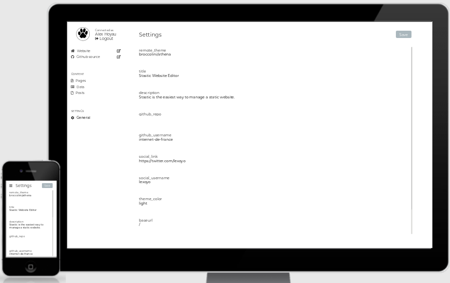 Stastic "General settings" page